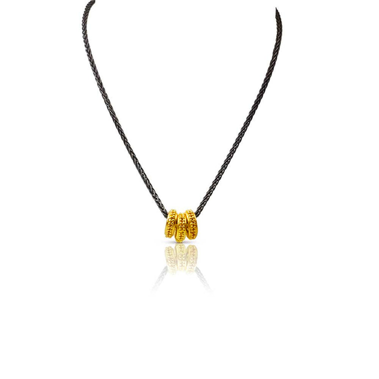 Granulated 22k Gold Circle Necklace - Nancy Troske Jewelry