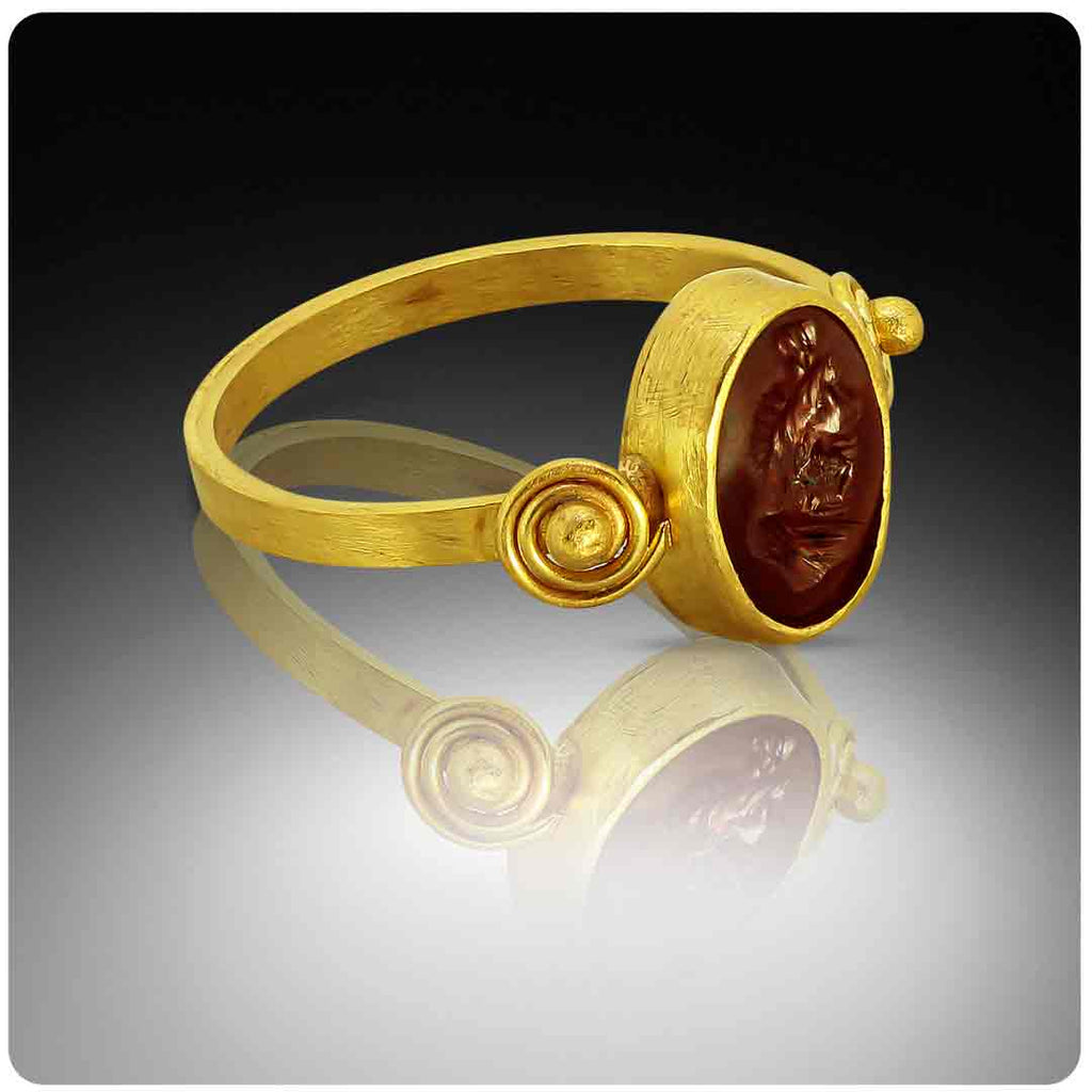 Serapis Ancient Intaglio Ring in 22K - Nancy Troske Jewelry