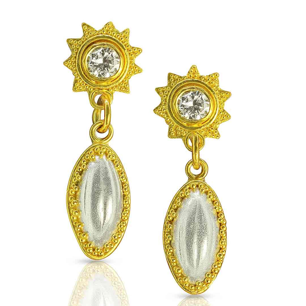 Sunlight Granulated Diamond Earrings _Nancy Troske Jewelry