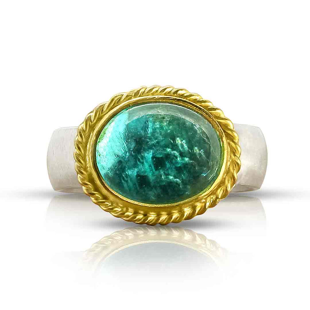 Apatite Cabochon Ring - Nancy Troske Jewelry