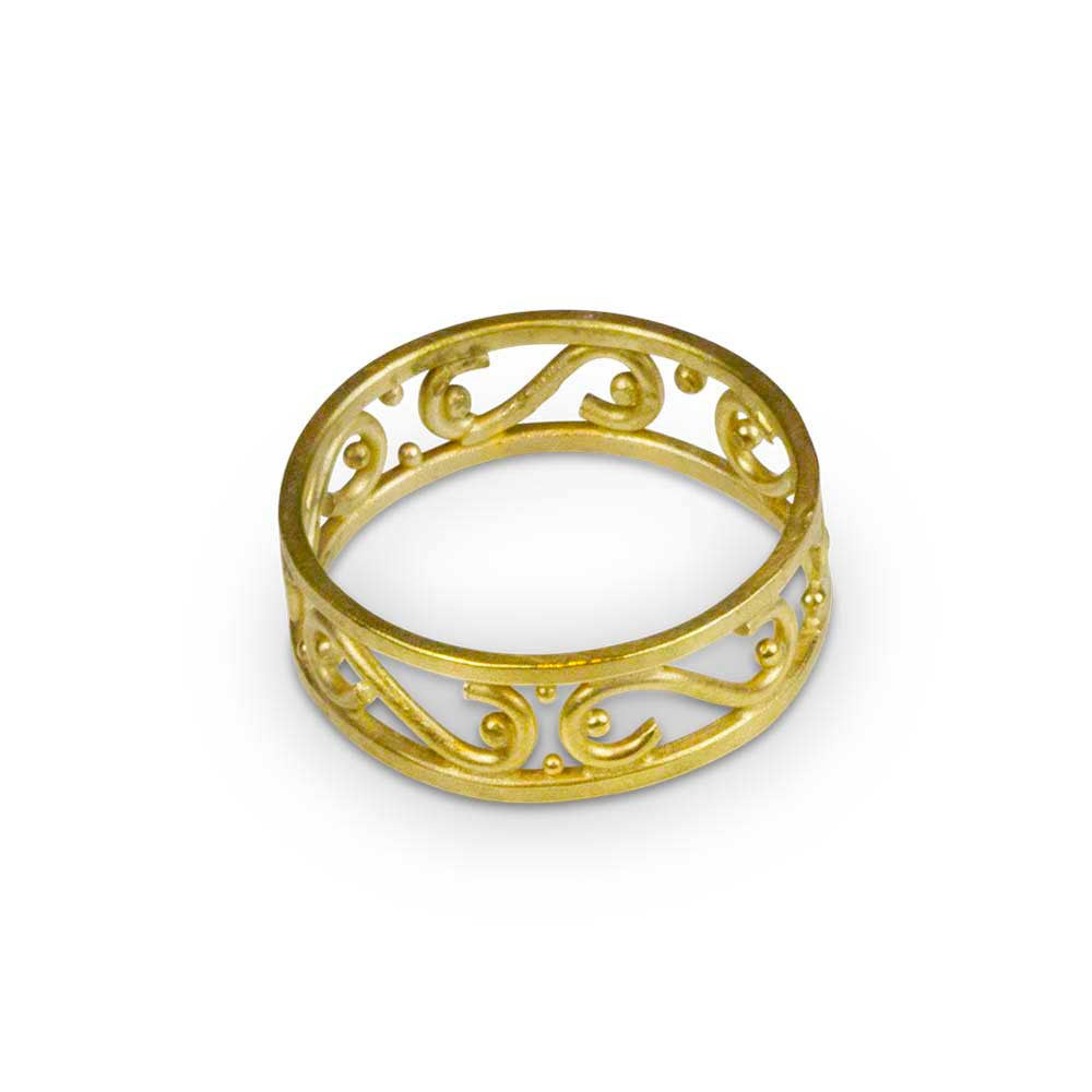 Open Scroll 22k Wedding Ring - Nancy Troske Jewelry
