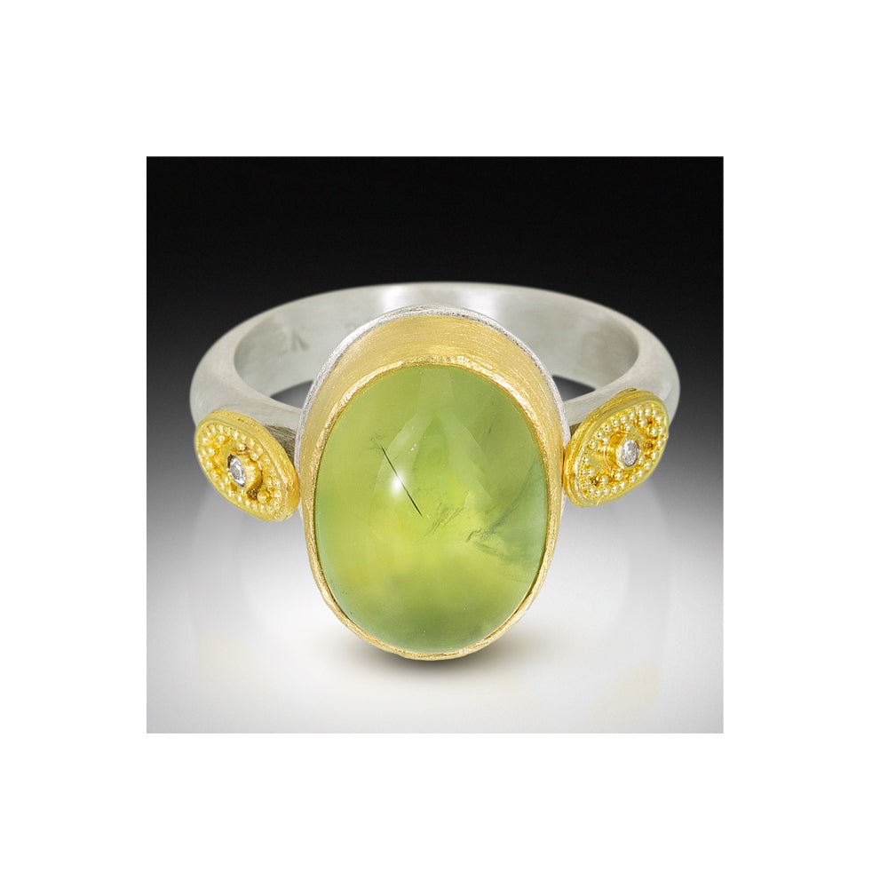 Green Amethyst and Diamond Ring - Nancy Troske Jewelry