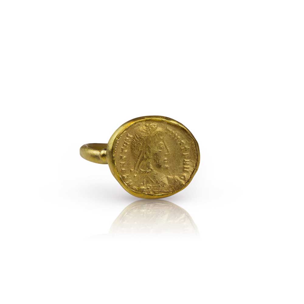 22k Roman Coin Replica Ring