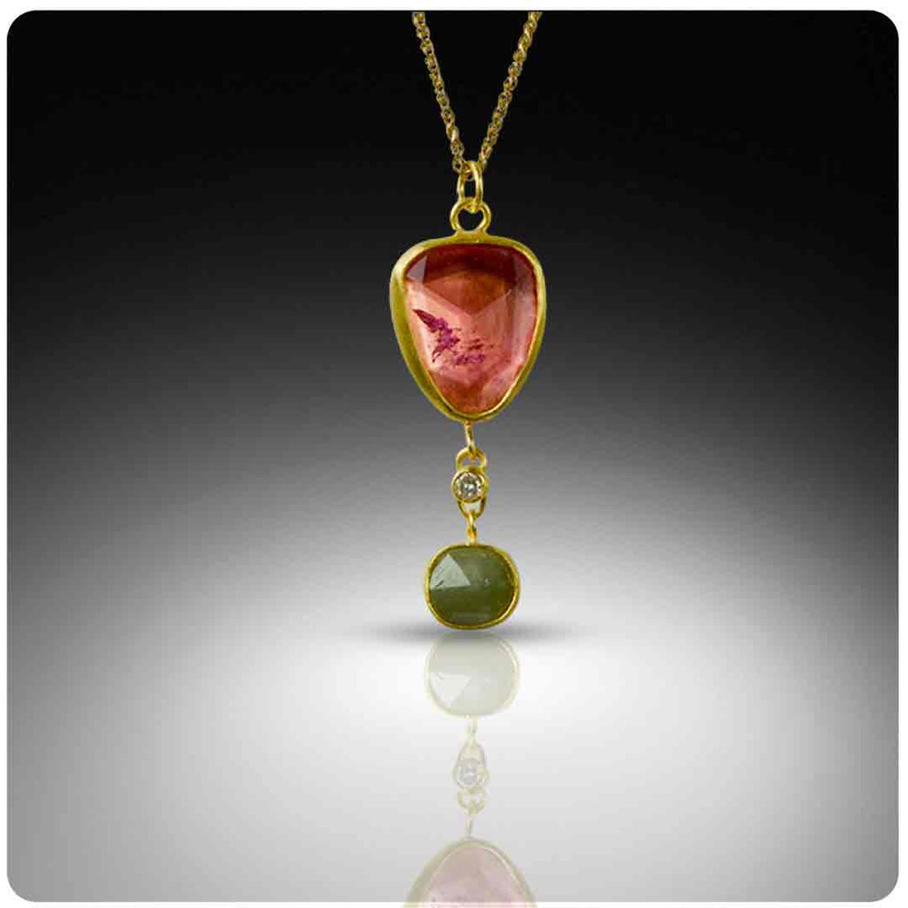 Tourmaline and Diamond Necklace in 22K - Nancy Troske Jewelry