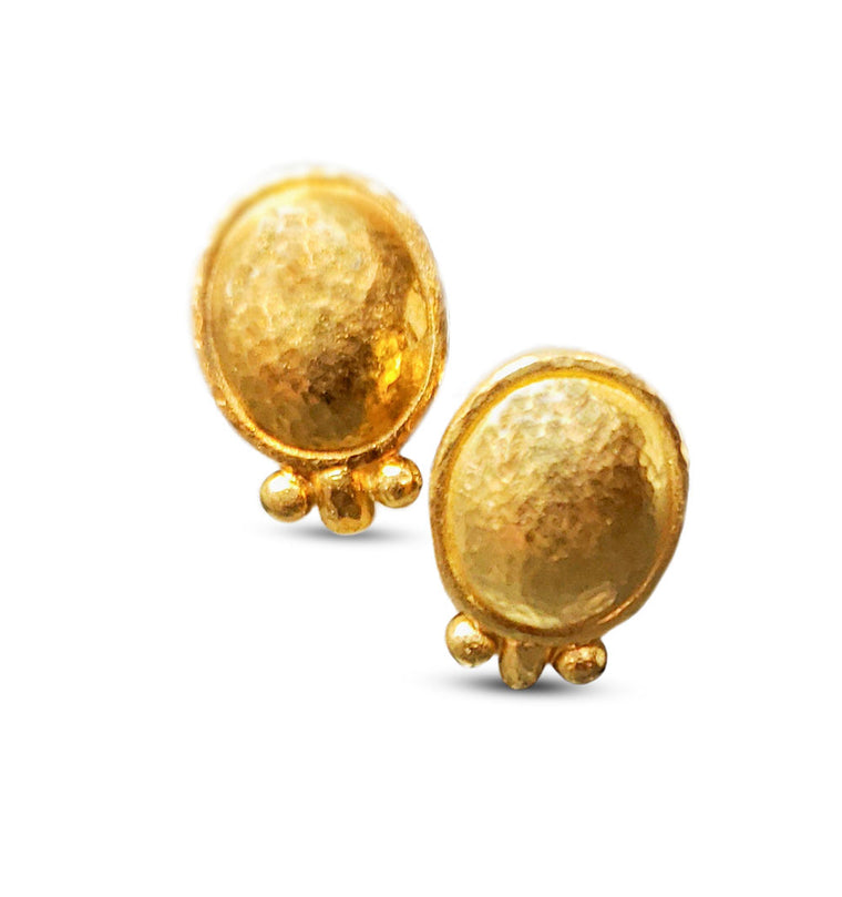 Golden Hammered Dome Earrings