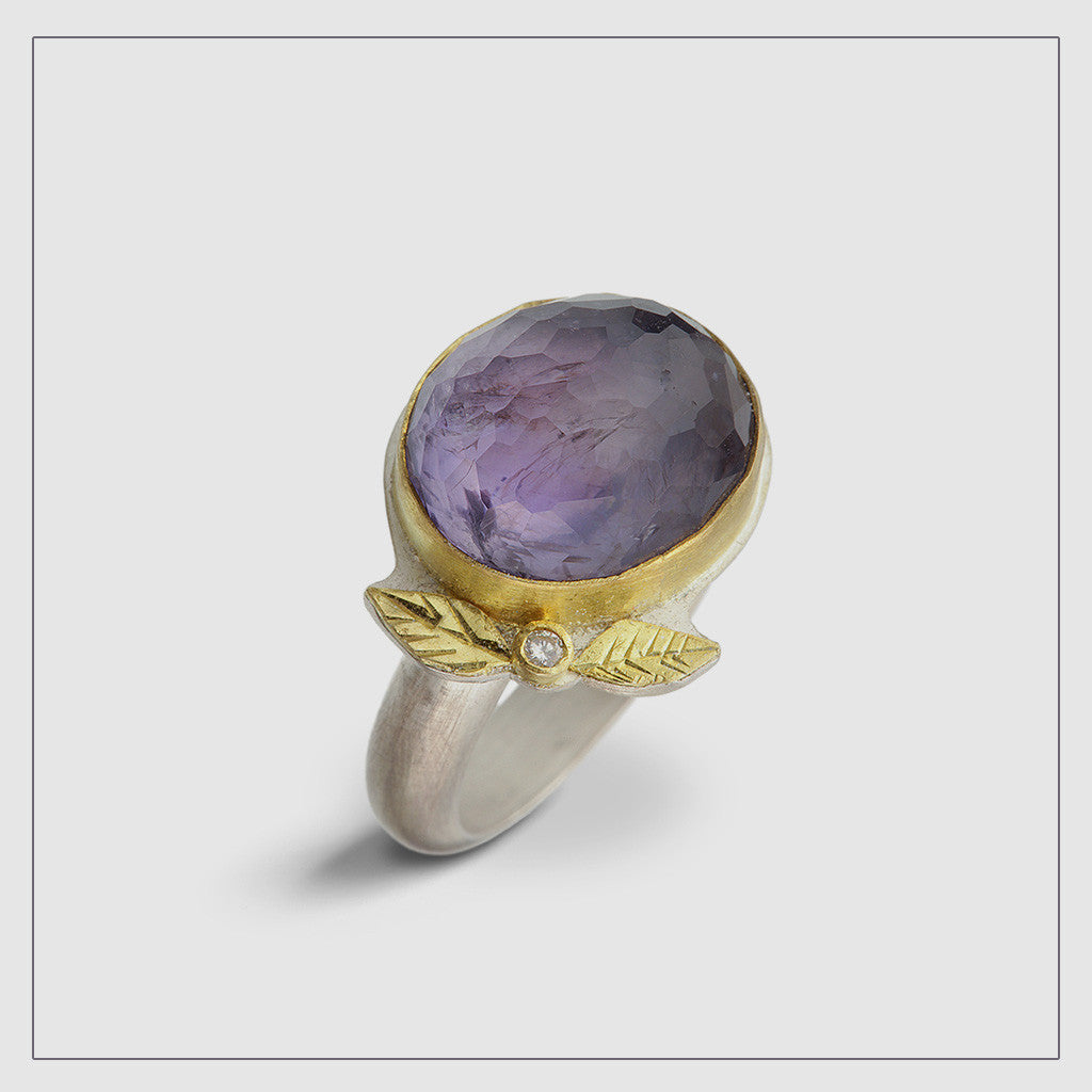 Three-Stone Oval Iolite Ring 14K White Gold