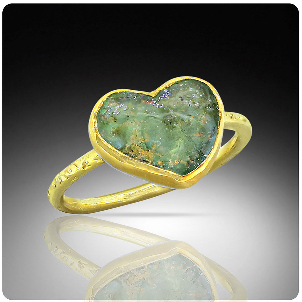 Ancient Roman Glass Heart Ring - Nancy Troske Jewelry 