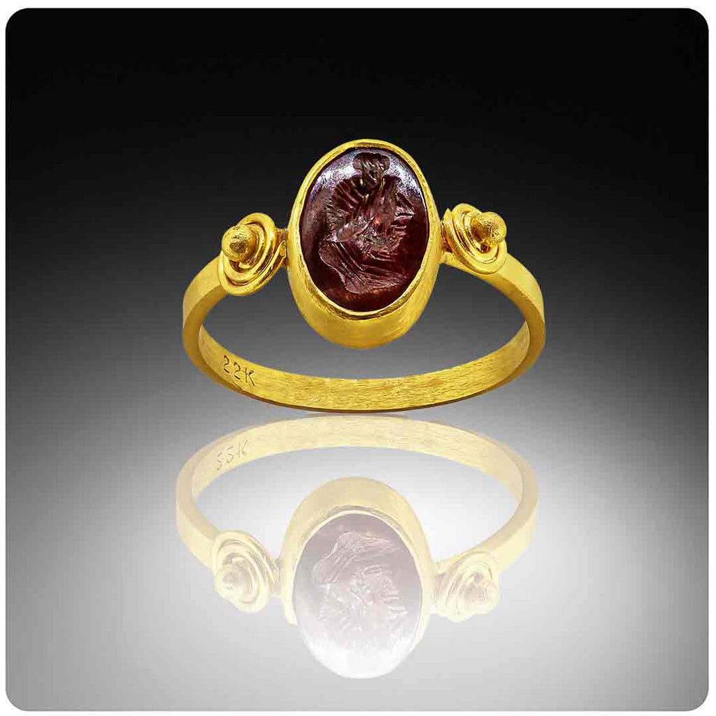 Serapis Ancient Intaglio Ring in 22K - Nancy Troske Jewelry