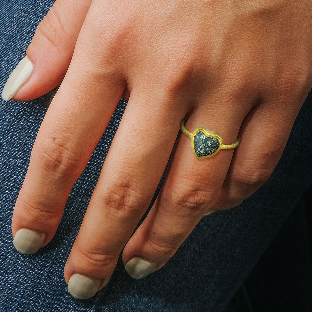 ancient glass heart ring  - Nancy Troske Jewelry