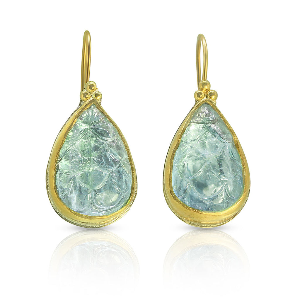 Pineapple Aquamarine 22K Earrings - Nancy Troske Jewelry