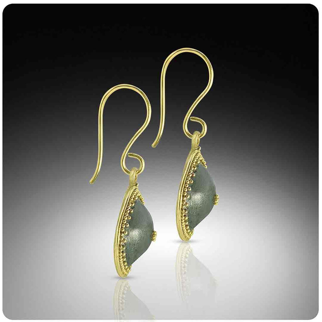 Black silver with 22 K granulated earrings  - Nancy Troske Jewelry