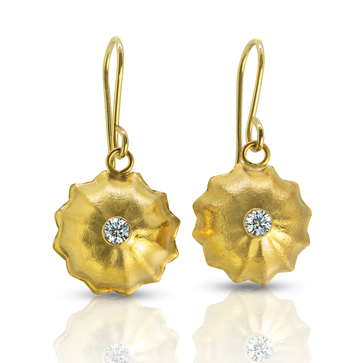 Melon Ball Earrings - 22K and Diamond - Nancy Troske Jewelry