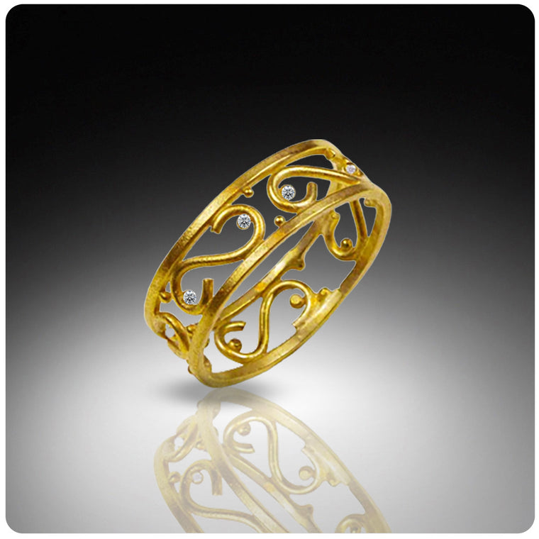 Open Scroll 22k Wedding Ring - Nancy Troske Jewelry