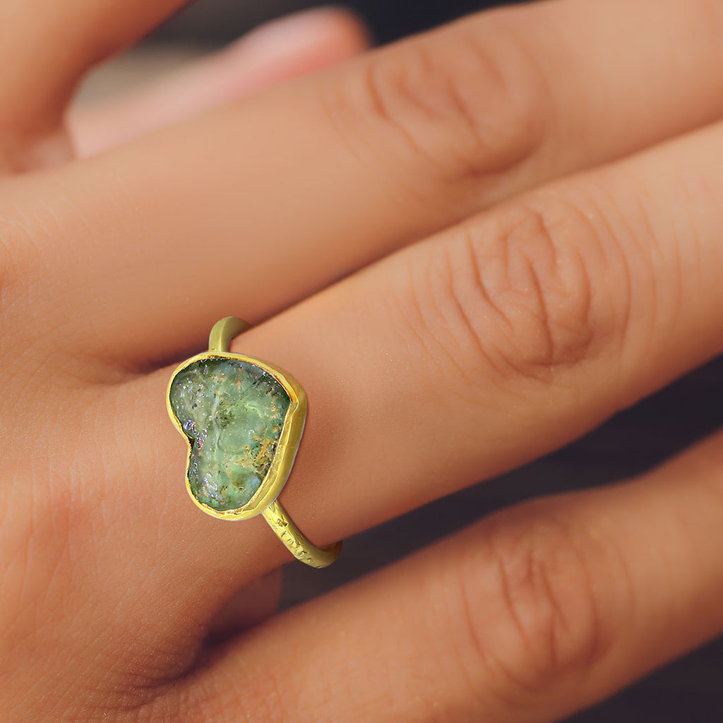 Ancient Roman Glass Heart Ring - Nancy Troske Jewelry 