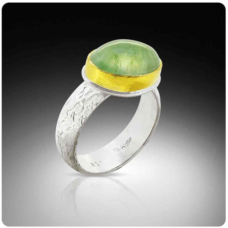 Solar Winds Prehnite Ring - Nancy Troske Jewelry