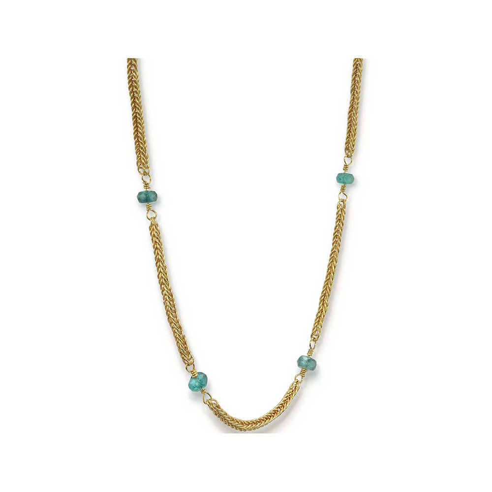 Ancient Weave 22k Gold & Emerald Chain - Nancy Troske Jewelry
