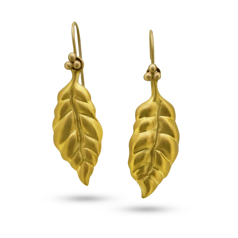 22K  leaf earrings - Nancy Troske Jewelry