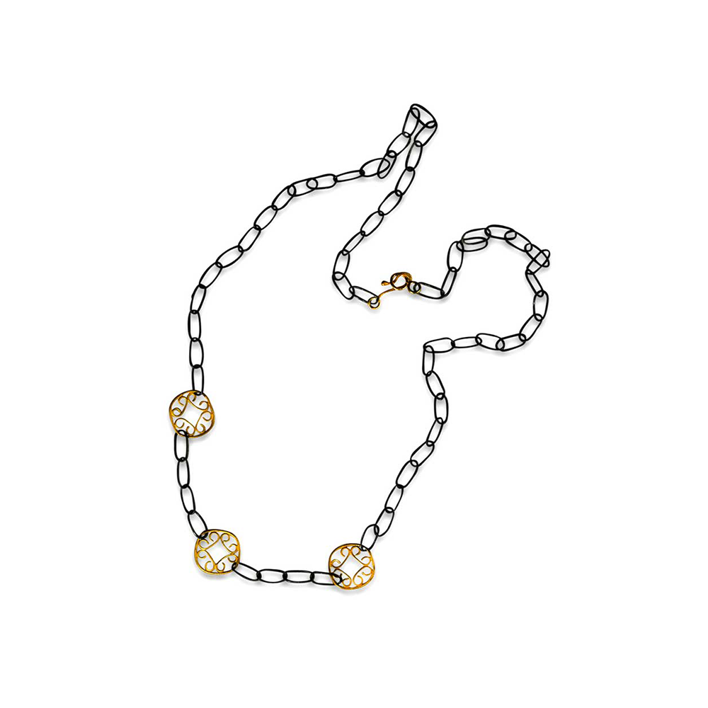 Gold Filigree Scrolls Necklace - Nancy Troske Jewelry