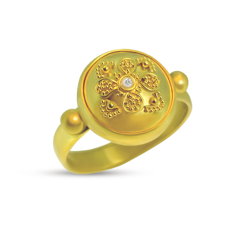 Delphi Diamond and 22K Granulated Ring