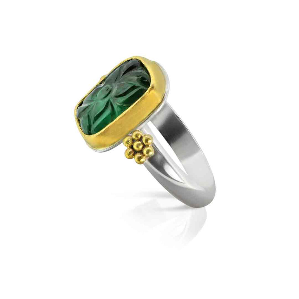 Carved Emerald Ring - Nancy Troske Jewelry