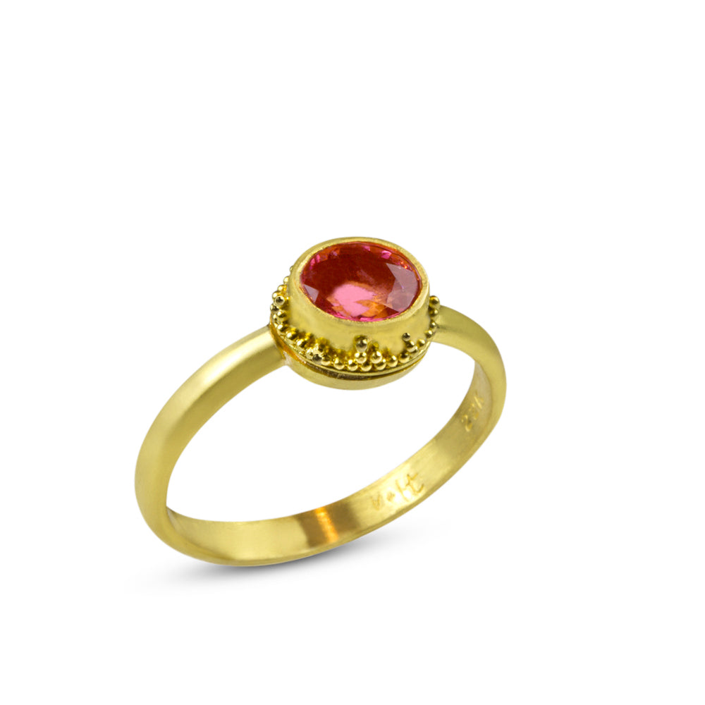 Nancy Troske Jewelry - Granulation in 22k and Tourmaline Ring