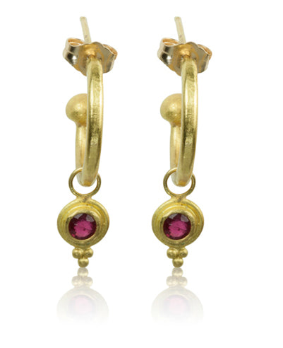 Ruby hoop earrings - Nancy Troske Jewelry