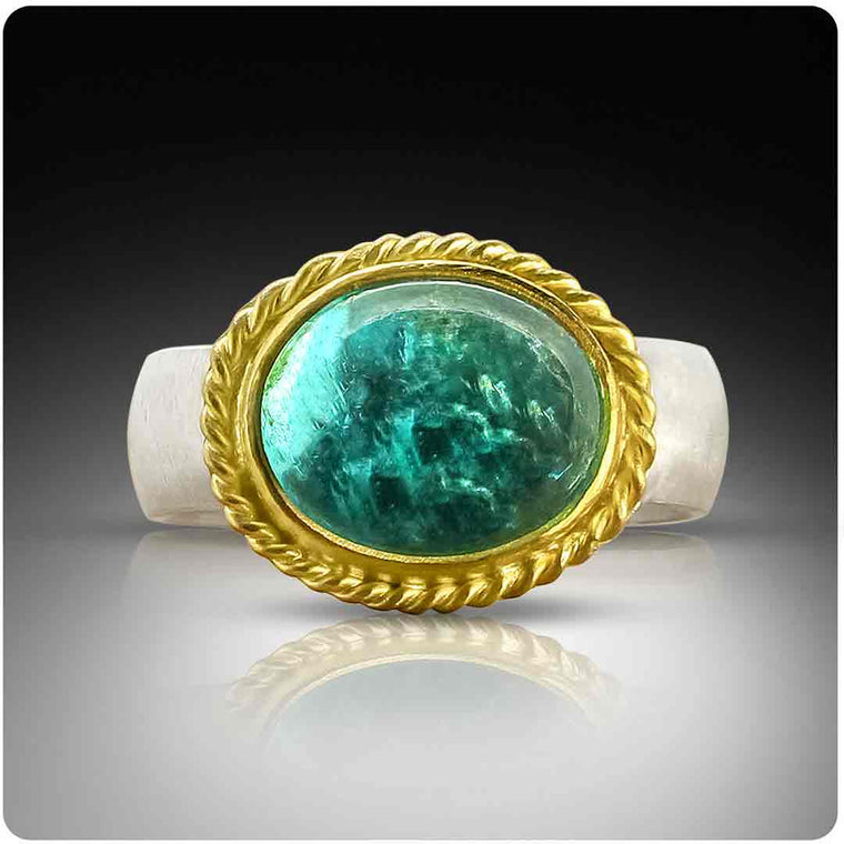 Apatite Cabochon Ring - Nancy Troske Jewelry