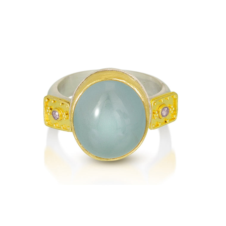 Aquamarine and Pink Diamond Ring - Nancy Troske Jewelry
