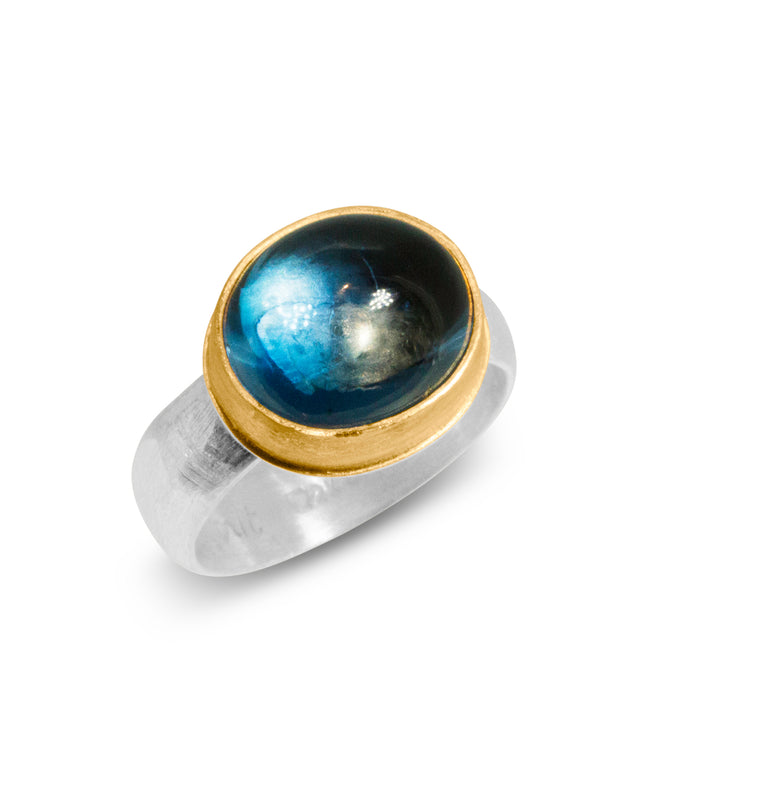 Nancy Troske Jewelry - Blue Topaz, 22K Gold and Silver Ring