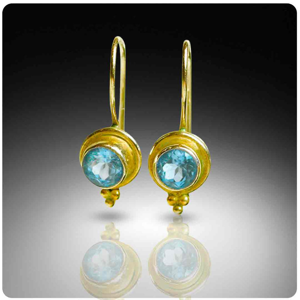 Blue Topaz 22k Earrings - Nancy Troske Jewelry