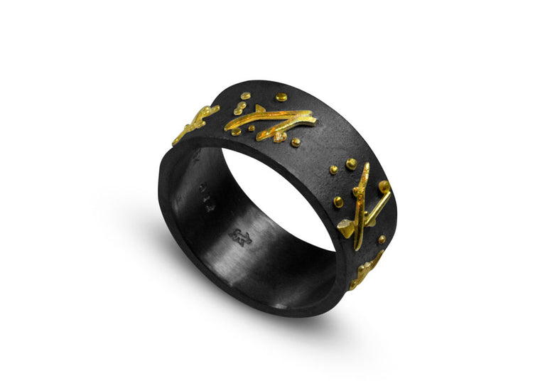 Nancy Troske Jewelry - Granulated Silver and Gold Band