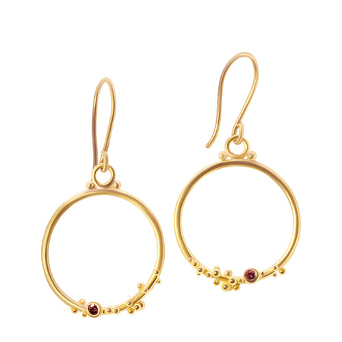 22K and red diamond granulated earrings - Nancy Troske Jewelry