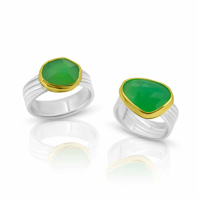 Chrysoprase Ring in 22K gold and pure hand rolled silver