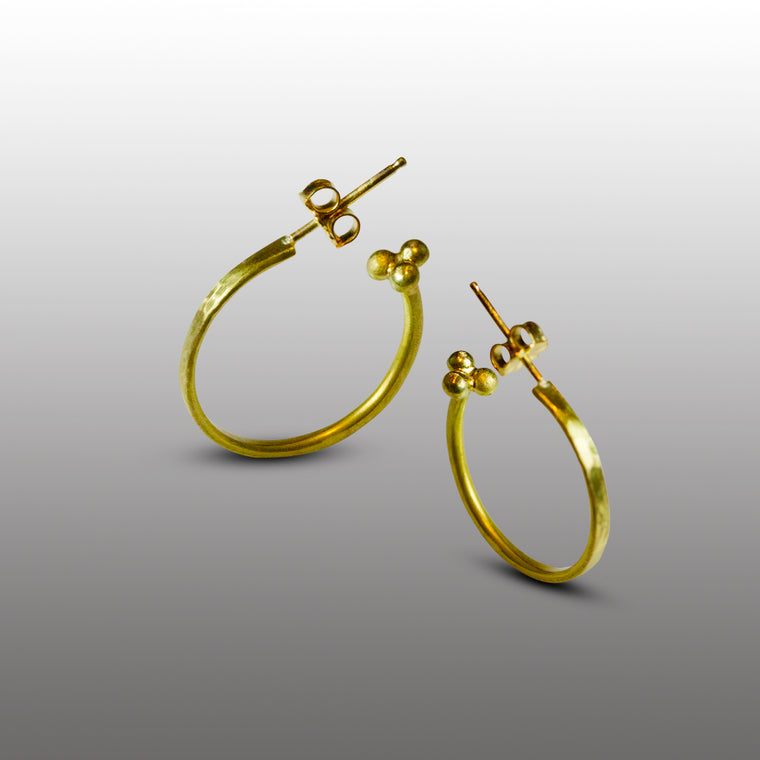 Hammered 22 Karat Gold Hoops - Nancy Troske Jewelry