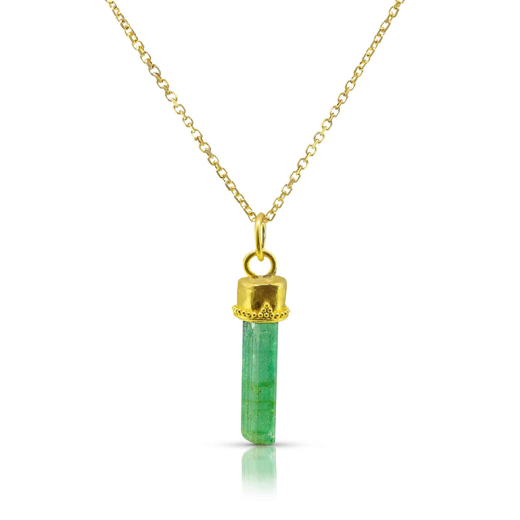 Brazilian Emerald Crystal Pendant in 22K - Nancy Troske Jewelry
