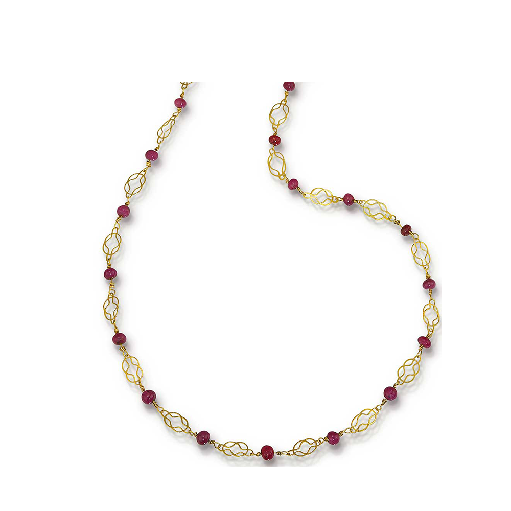 22k Gold and Ruby Herakles Knot Necklace - Nancy Troske Jewelry