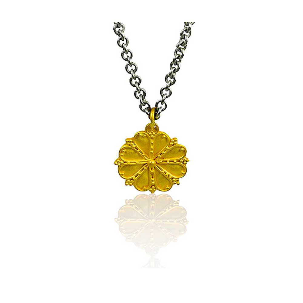 22k Granulated Greek Rosette Necklace - Nancy Troske Jewelry