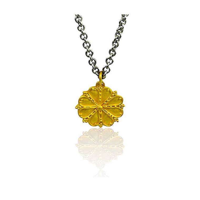 22k Granulated Greek Rosette Necklace - Nancy Troske Jewelry