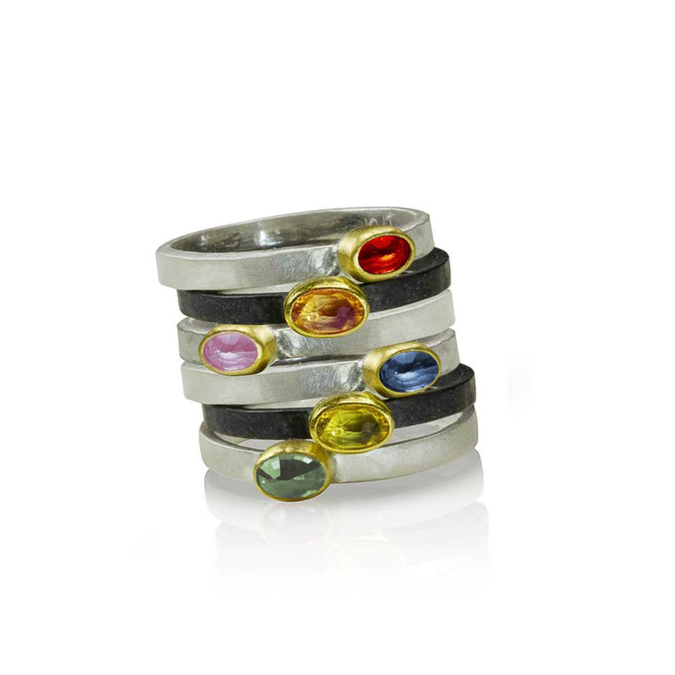 Rose Cut Sapphire Stacking Rings - Nancy Troske Jewelry