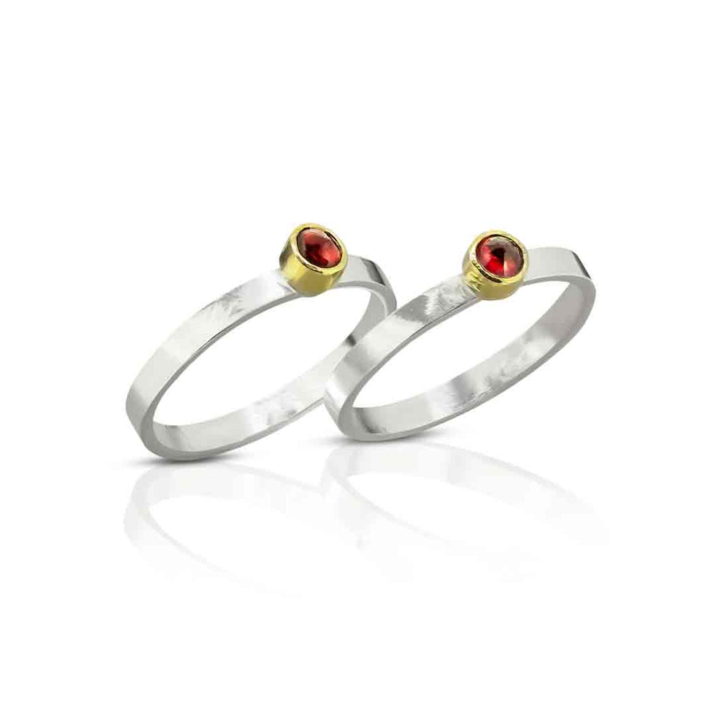 Mother Daughter Stacking Ruby Rings - Nancy Troske Jewelry
