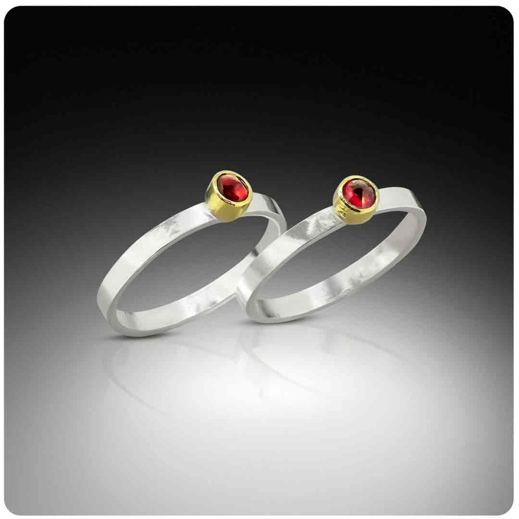 Mother Daughter Stacking Ruby Rings - Nancy Troske Jewelry