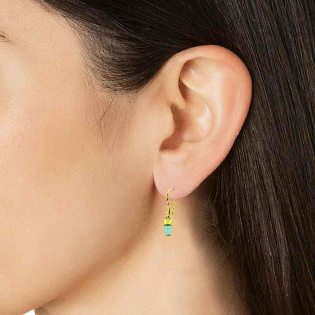 Colombian Emerald Crystal Earrings in 22K - Nancy Troske Jewelry
