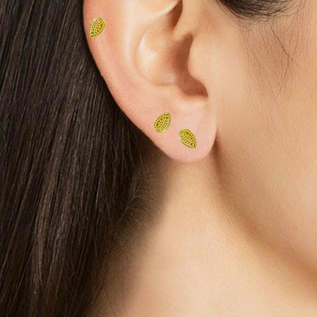 22k Tiny Leaf Earrings - Nancy Troske Jewelry