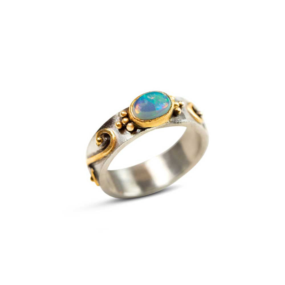 Ethiopian Opal Wedding Ring - Nancy Troske Jewelry