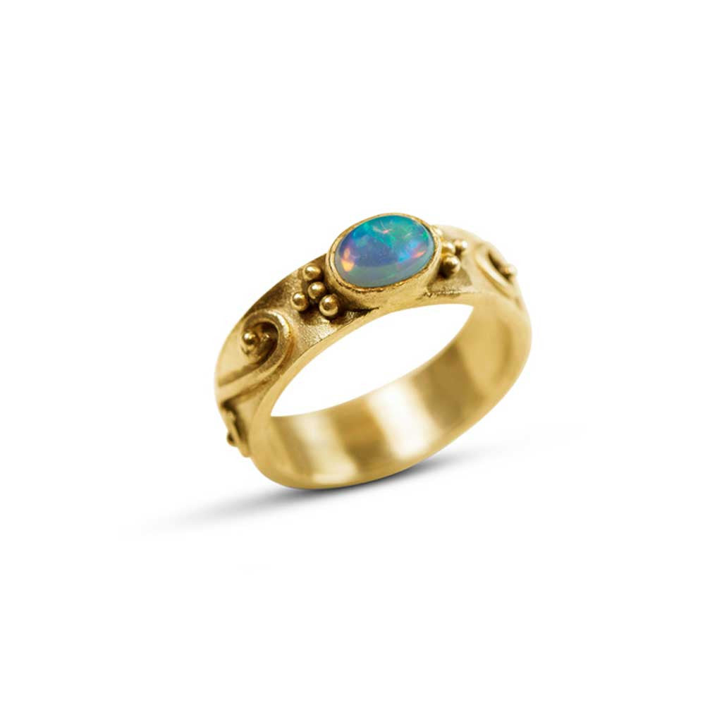 Ethiopian Opal Wedding Ring - Nancy Troske Jewelry