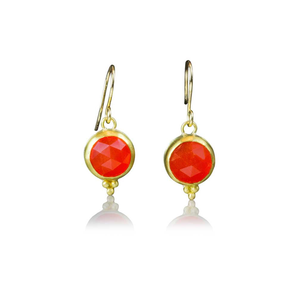Rose Cut Carnelian 22k Gold Earrings - Nancy Troske Jewelry