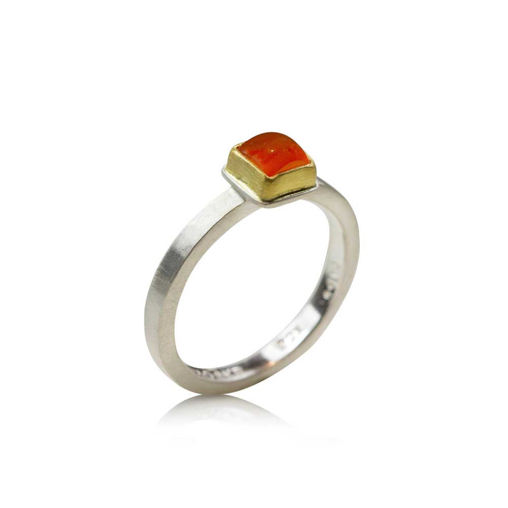 Square Cut Carnelian Ring - Nancy Troske Jewelry