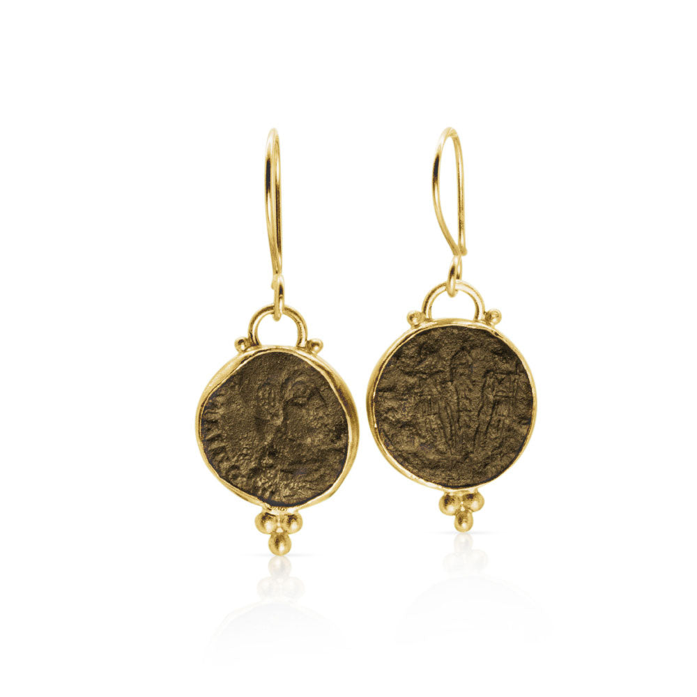 Authentic Ancient Roman Coin Earrings in 22K