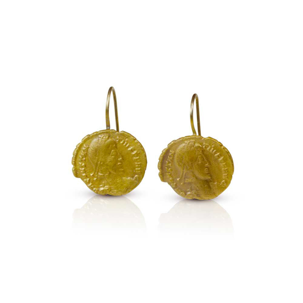 Ancient Coin Earrings in 22k Gold