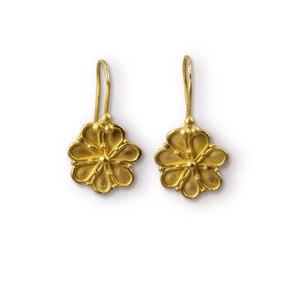 22K Gold Flower Studs Earrings